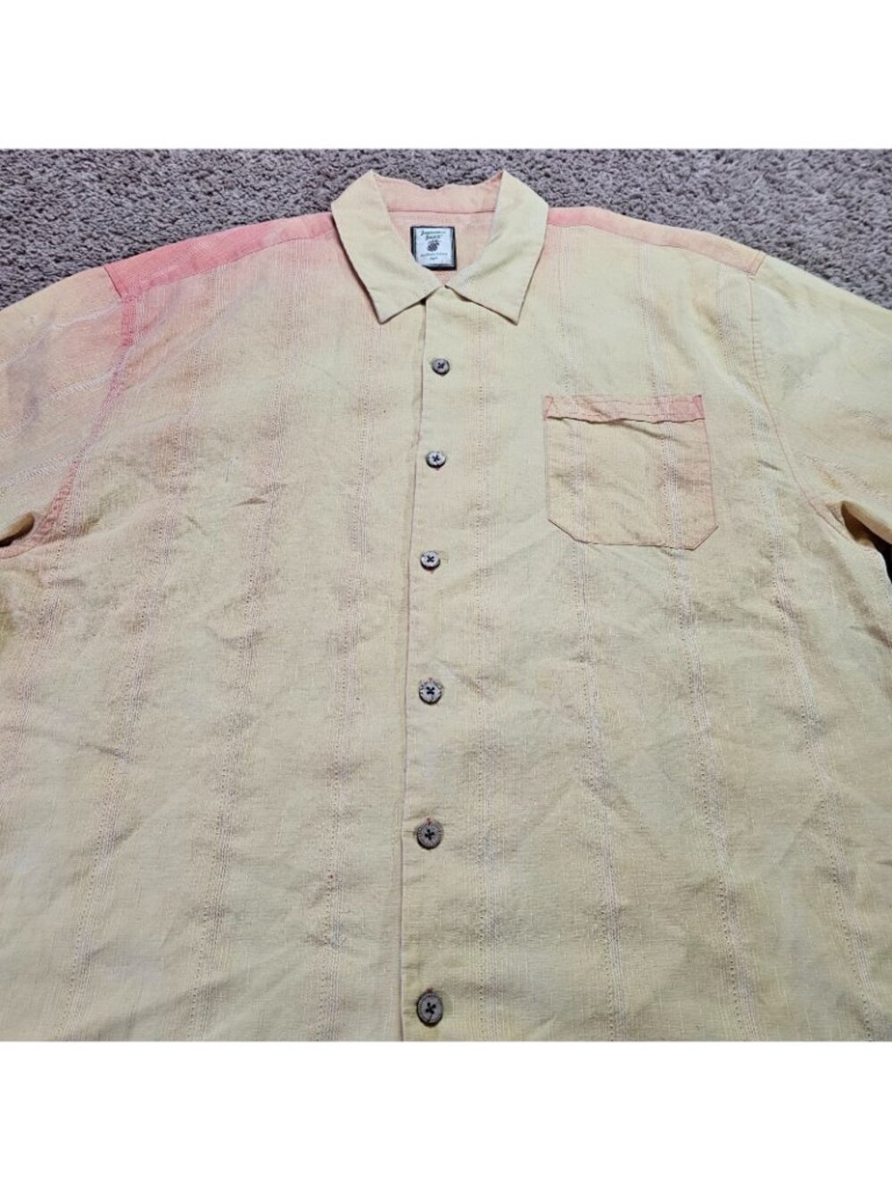 Jamaica Jaxx Button Up Shirt Mens XXL Yellow Hawaiian Silk Short Sleeve Top - Picture 2 of 10